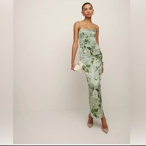 Reformation Frankie Silk Dress - Tea Garden